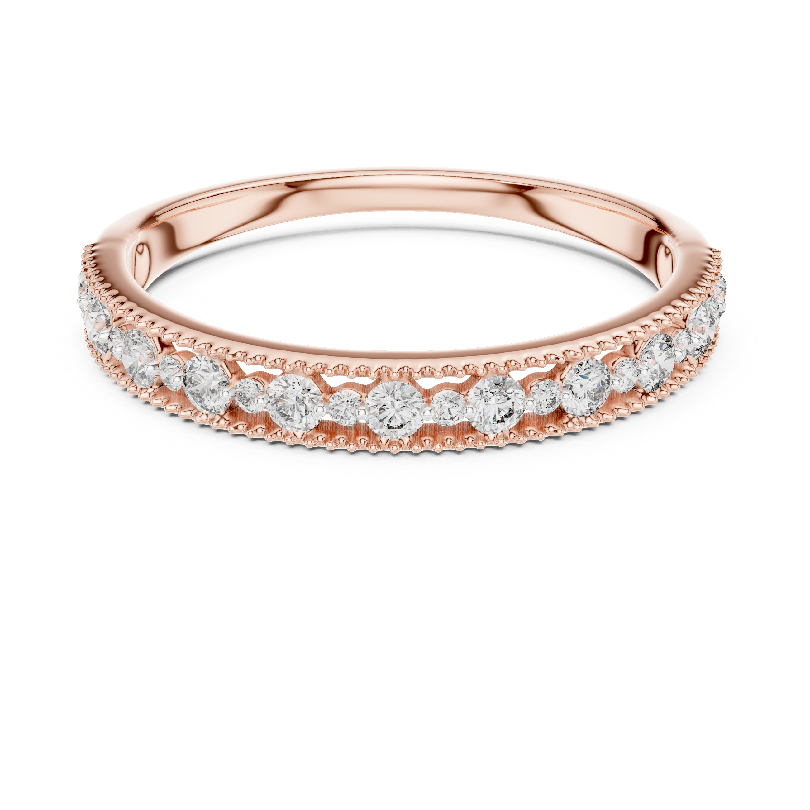 925 Silver Moissanite Vintage Milgrain Band 14K Gold Plated