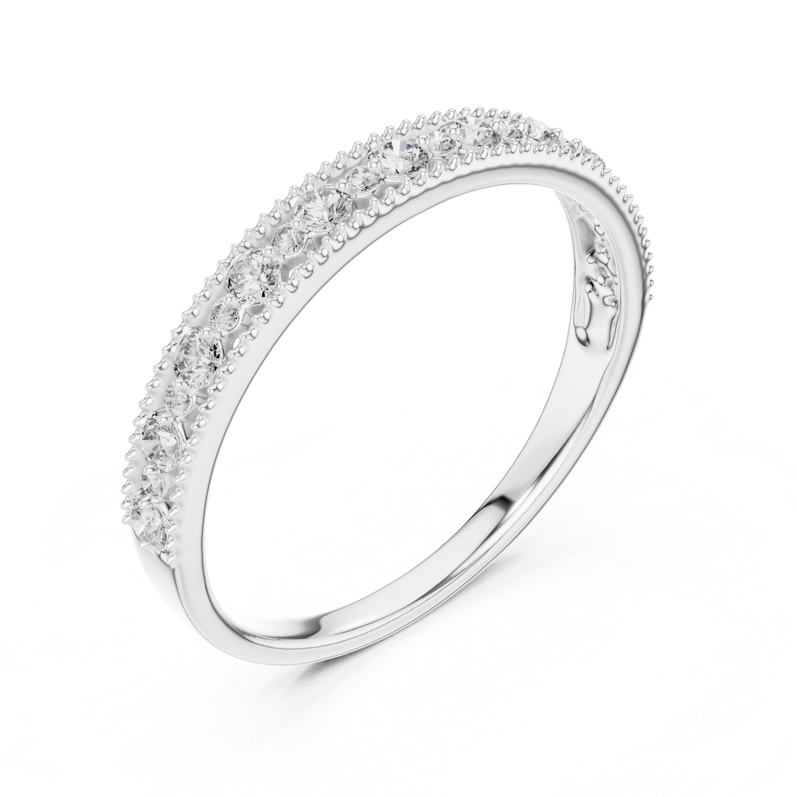 925 Silver Moissanite Vintage Milgrain Band 14K Gold Plated