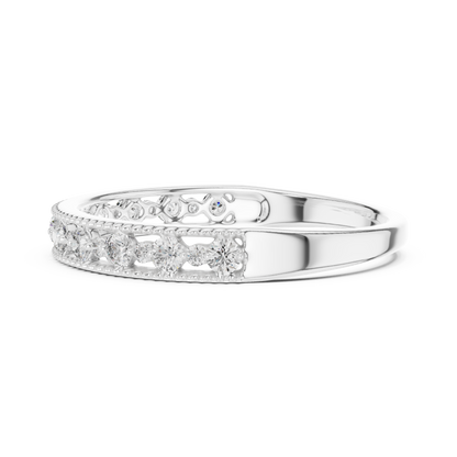 925 Silver Moissanite Vintage Milgrain Band 14K Gold Plated