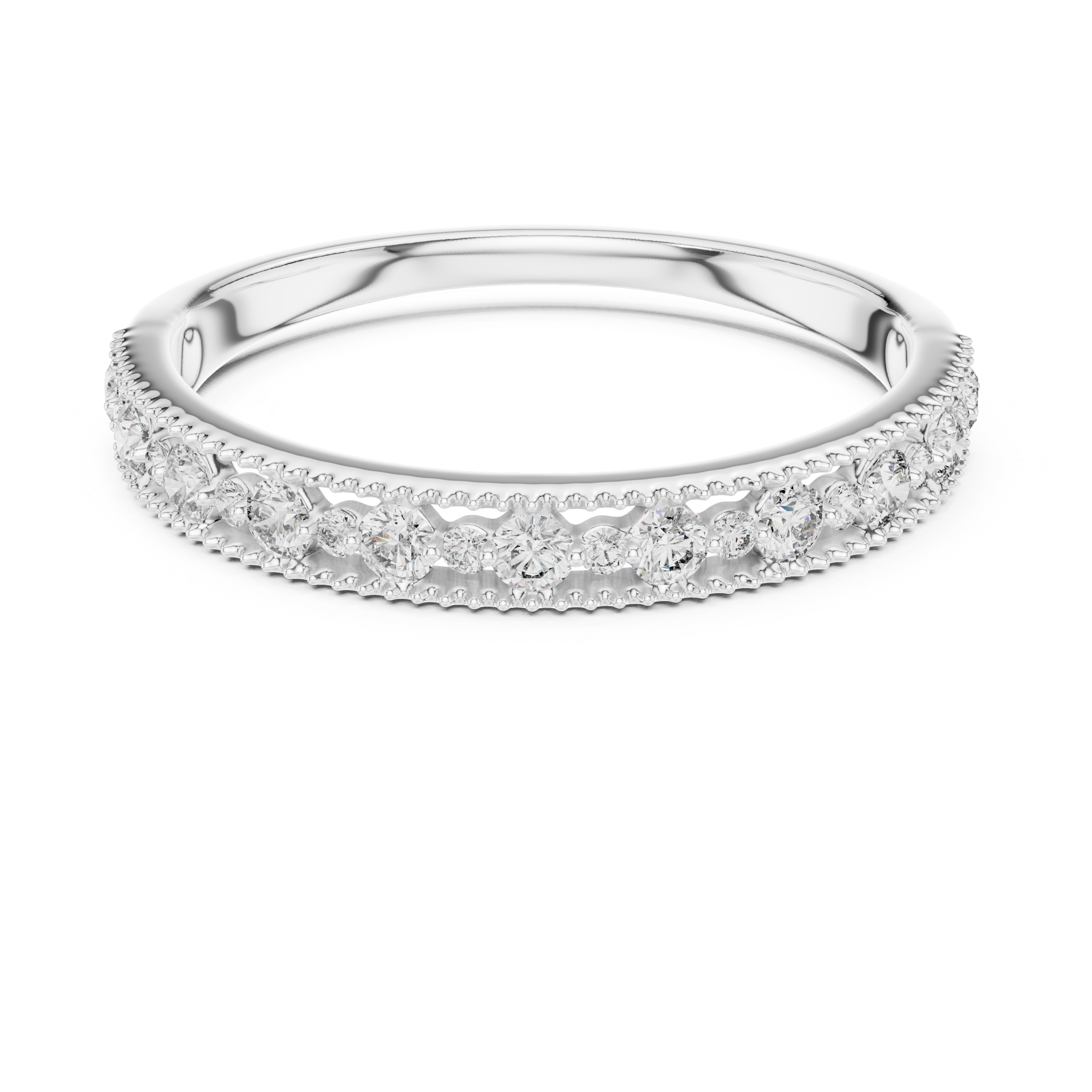 925 Silver Moissanite Vintage Milgrain Band 14K Gold Plated
