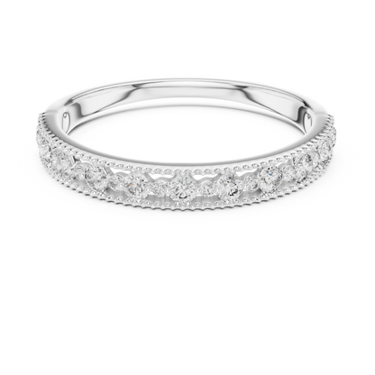925 Silver Moissanite Vintage Milgrain Band 14K Gold Plated