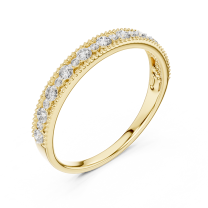 925 Silver Moissanite Vintage Milgrain Band 14K Gold Plated