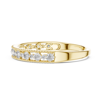 925 Silver Moissanite Vintage Milgrain Band 14K Gold Plated