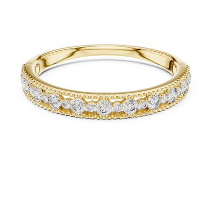 925 Silver Moissanite Vintage Milgrain Band 14K Gold Plated