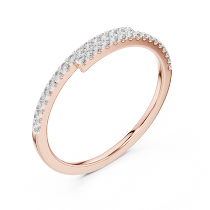 925 Silver Moissanite Double-Row Bypass Wrap Ring 14K Gold Plated