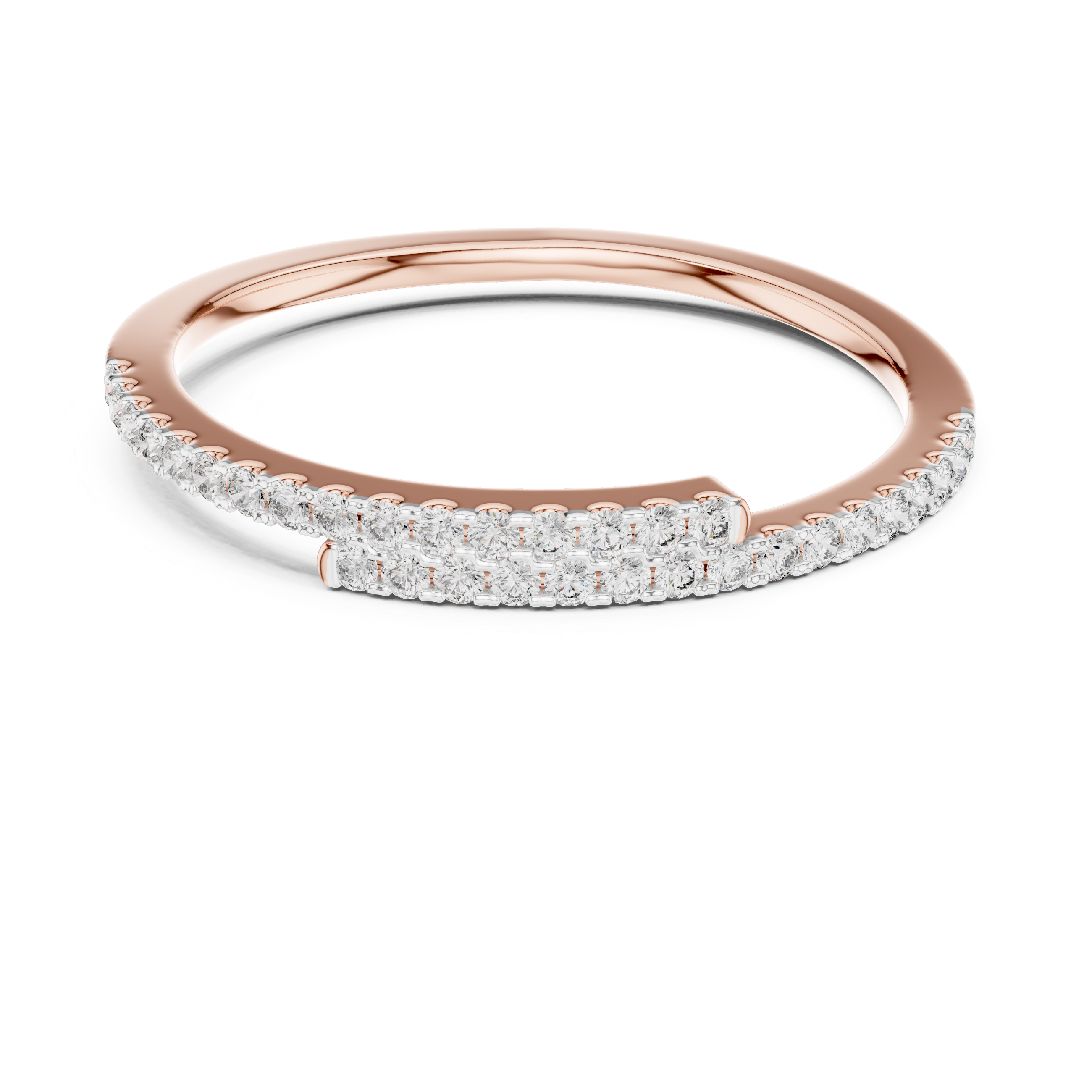 925 Silver Moissanite Double-Row Bypass Wrap Ring 14K Gold Plated