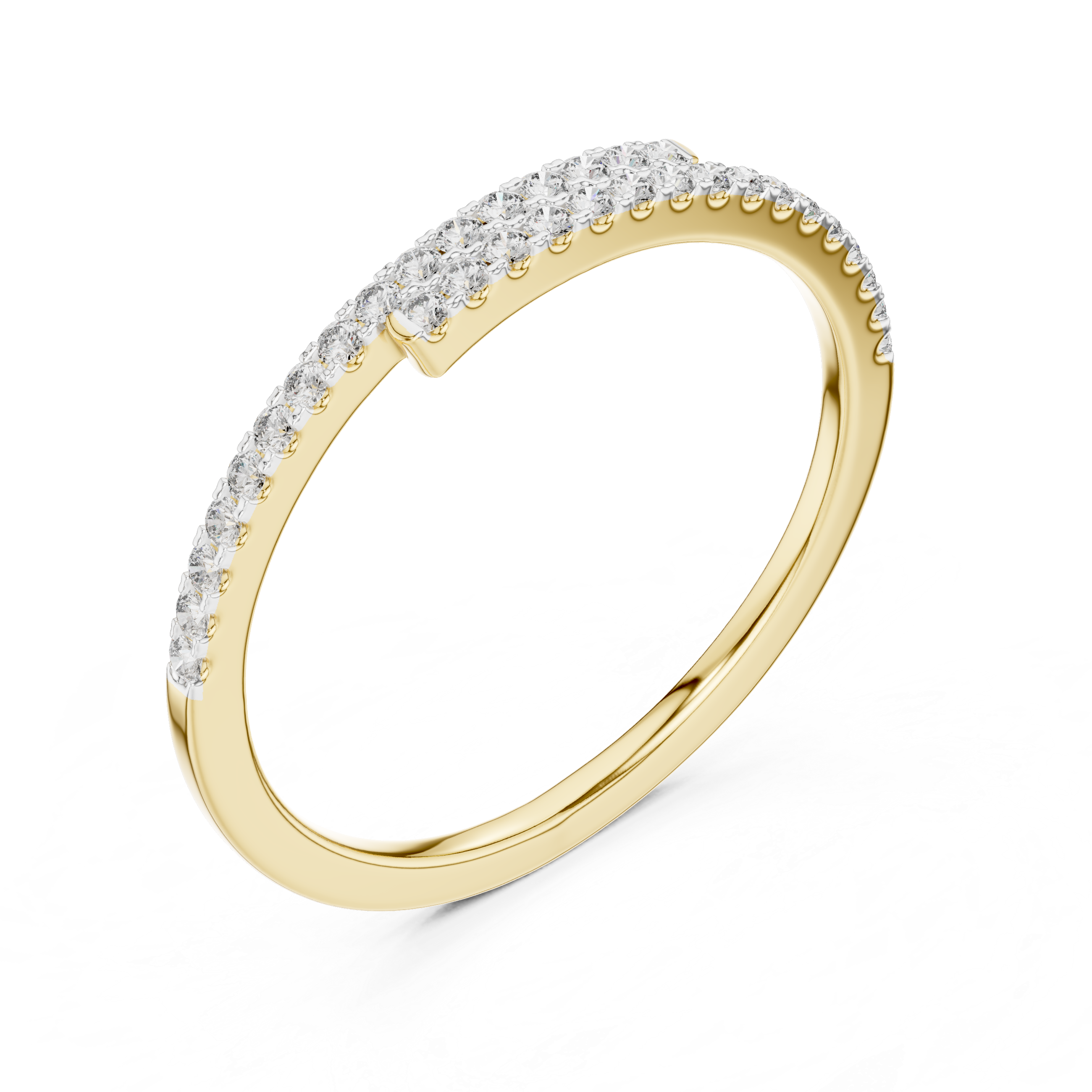 925 Silver Moissanite Double-Row Bypass Wrap Ring 14K Gold Plated