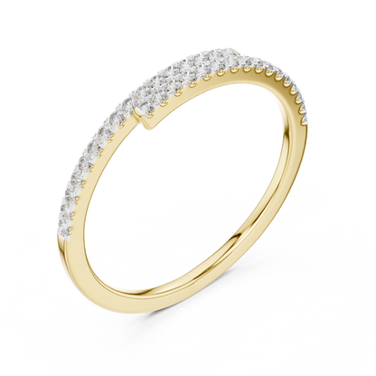 925 Silver Moissanite Double-Row Bypass Wrap Ring 14K Gold Plated