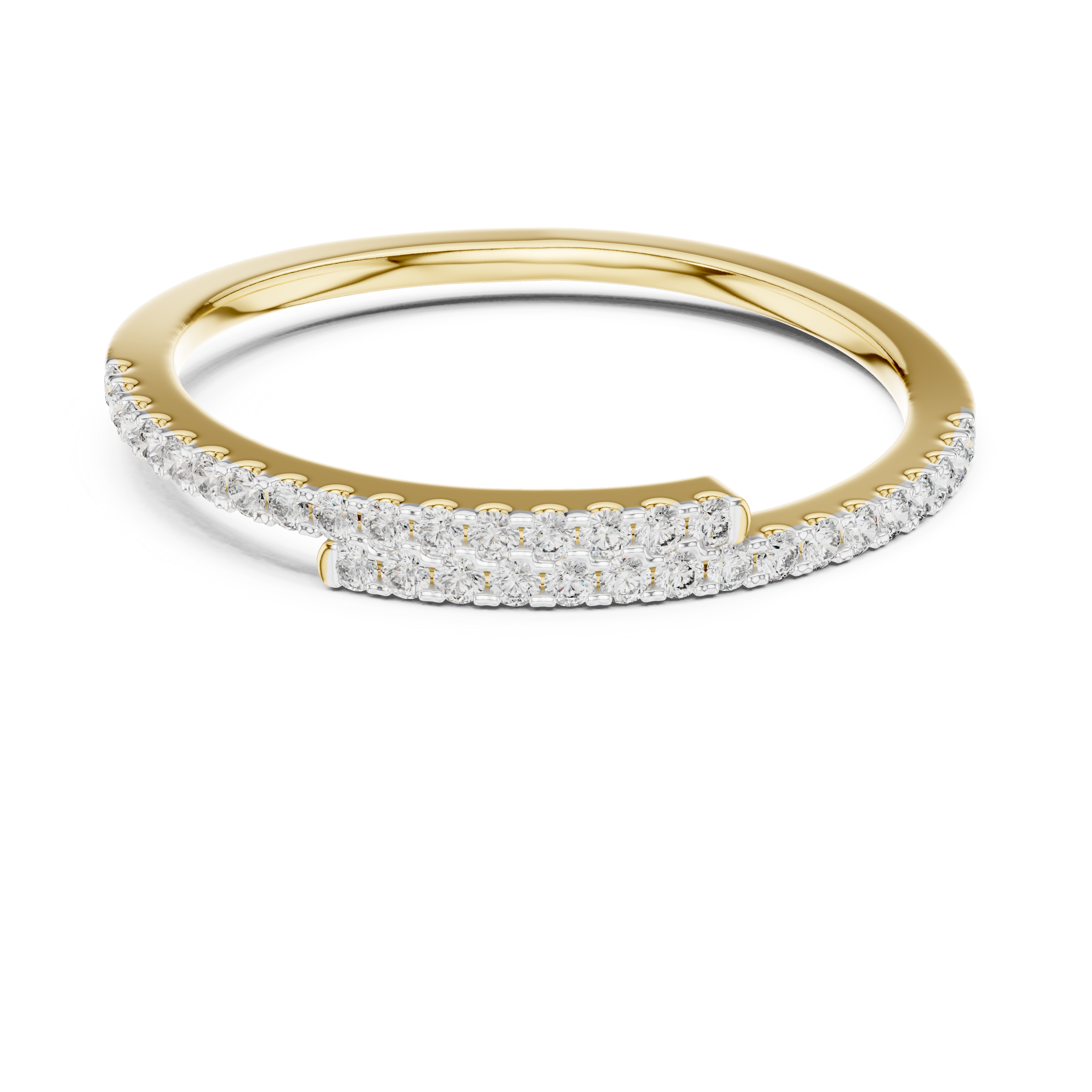 925 Silver Moissanite Double-Row Bypass Wrap Ring 14K Gold Plated