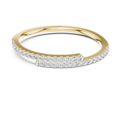 925 Silver Moissanite Double-Row Bypass Wrap Ring 14K Gold Plated