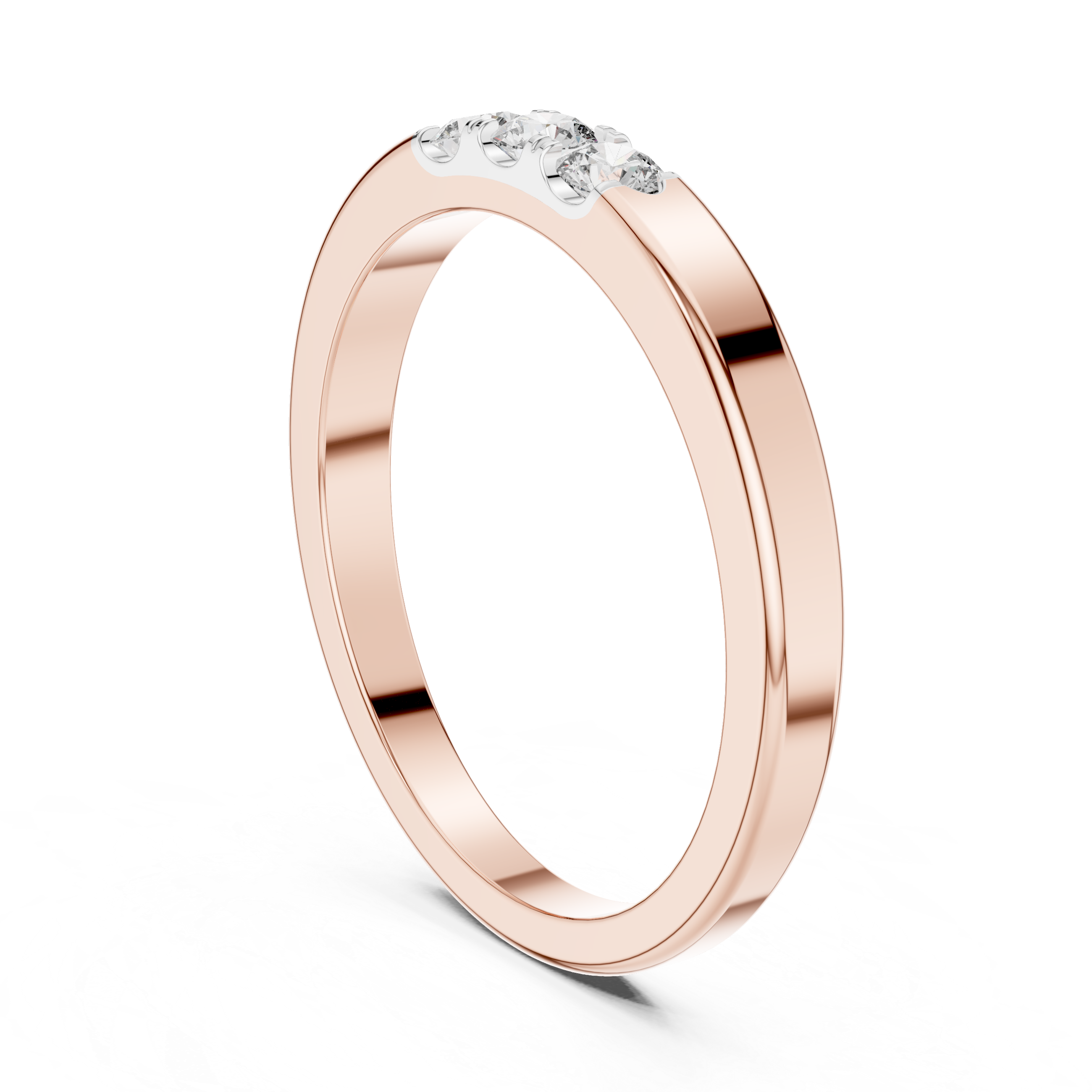 925 Silver Moissanite Three-Stone Band 14K Gold Plated
