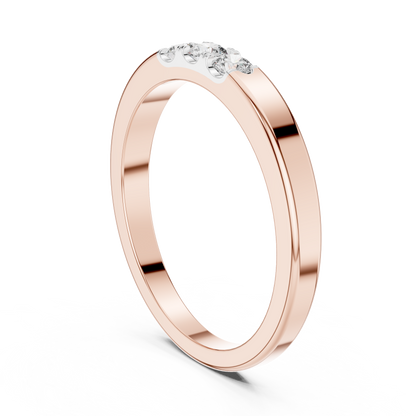 925 Silver Moissanite Three-Stone Band 14K Gold Plated