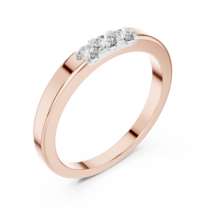 925 Silver Moissanite Three-Stone Band 14K Gold Plated