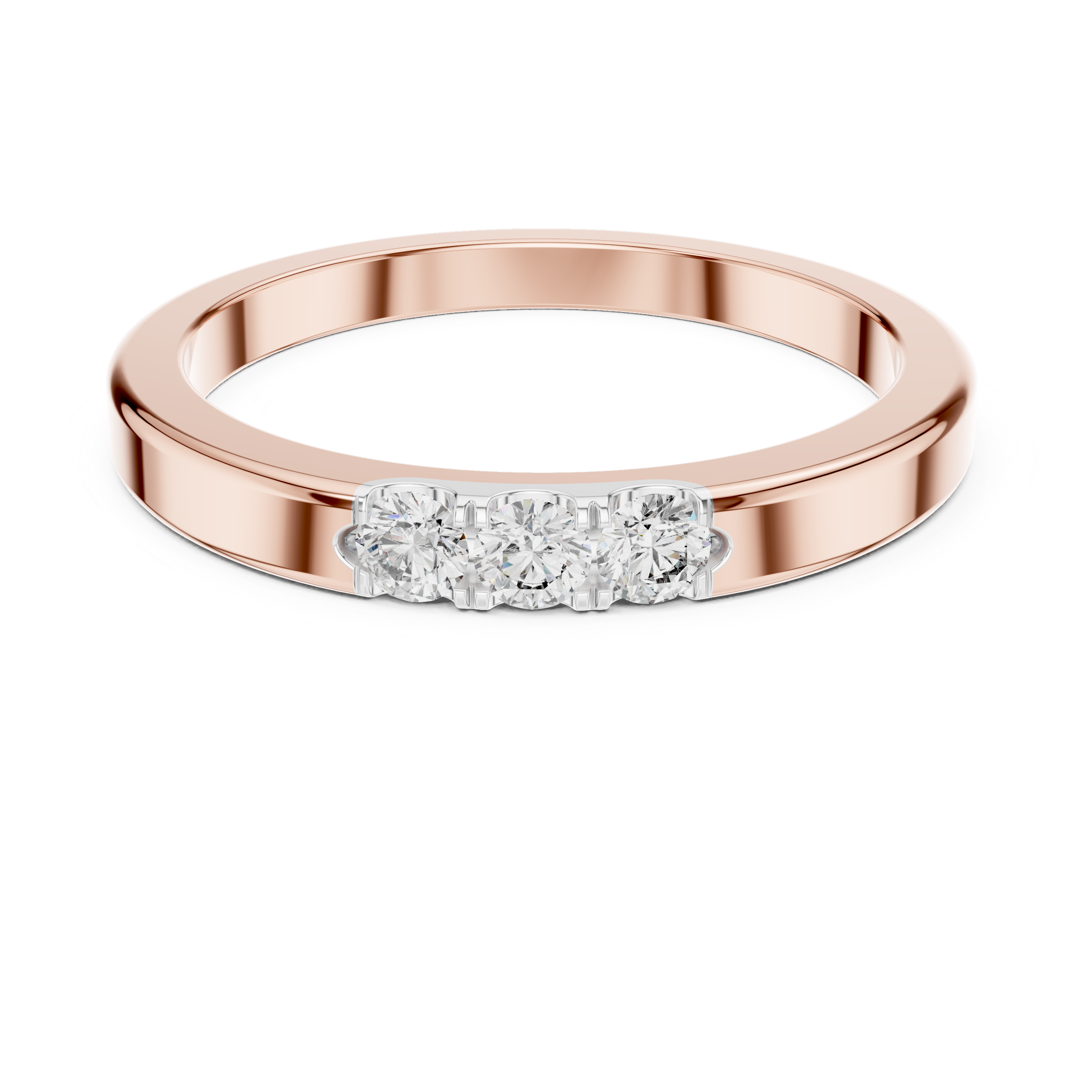 925 Silver Moissanite Three-Stone Band 14K Gold Plated
