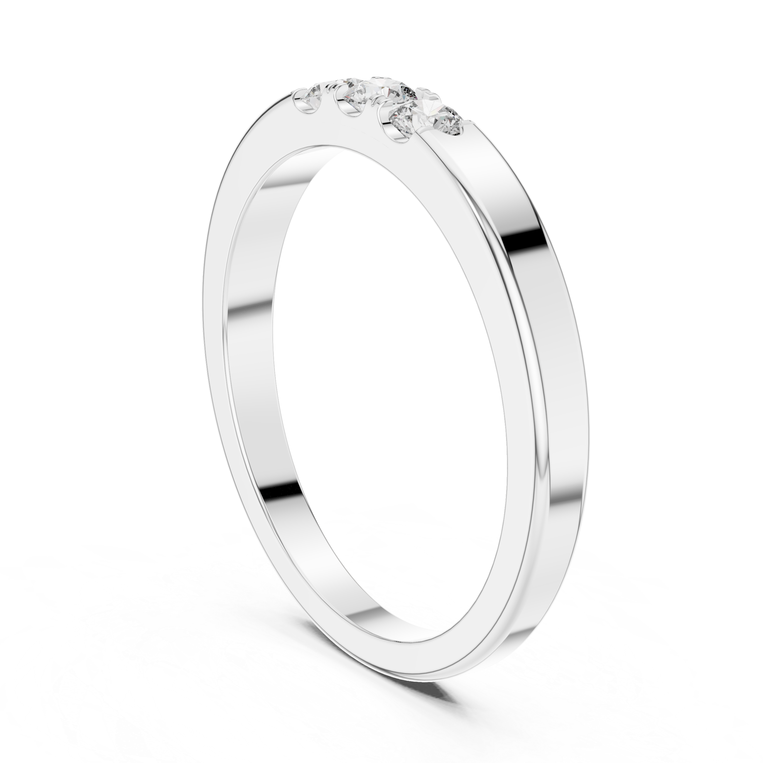 925 Silver Moissanite Three-Stone Band 14K Gold Plated