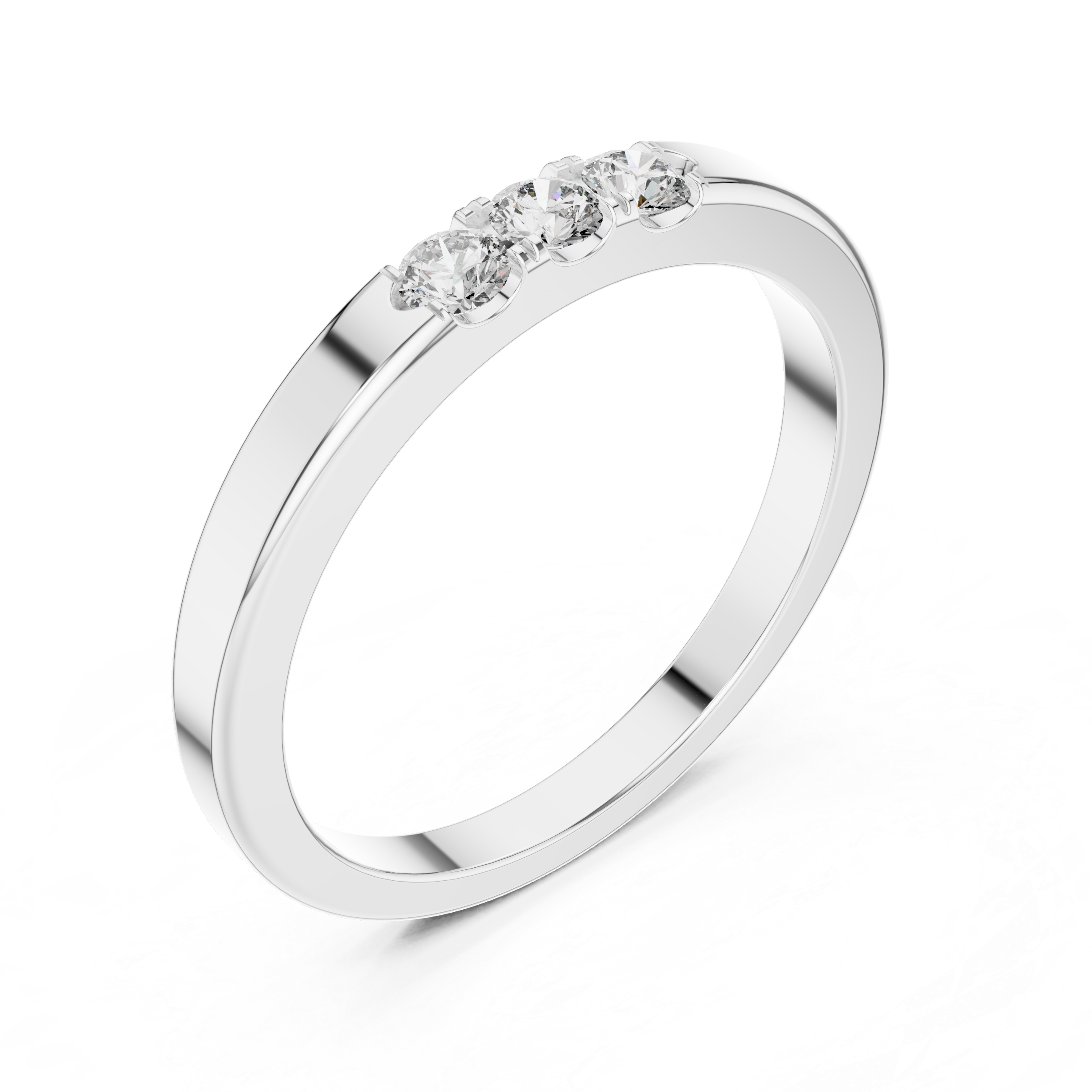 925 Silver Moissanite Three-Stone Band 14K Gold Plated