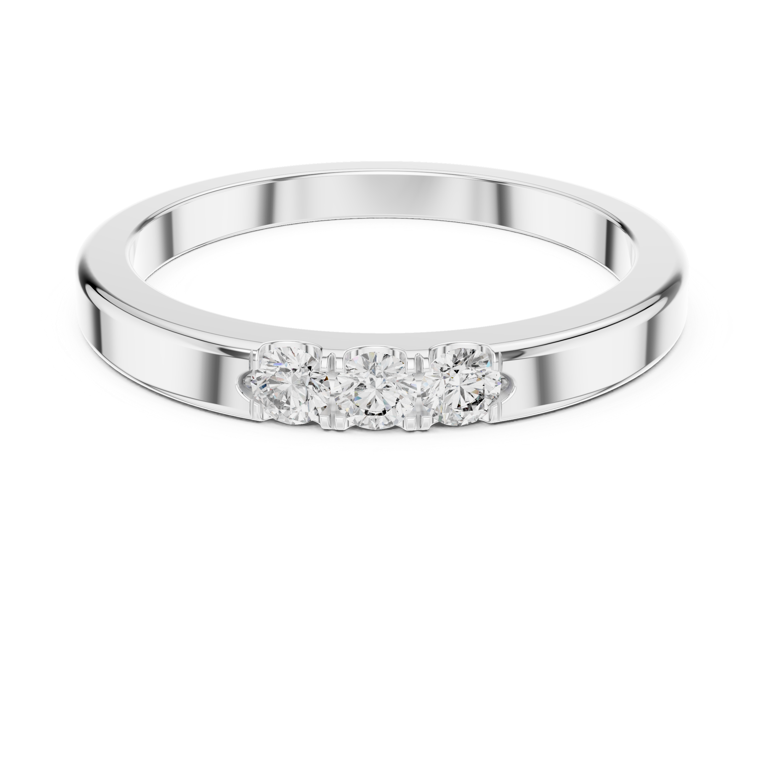 925 Silver Moissanite Three-Stone Band 14K Gold Plated