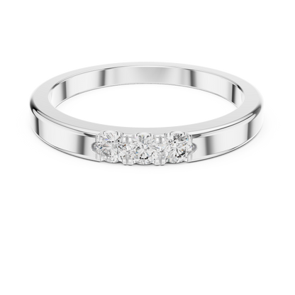 925 Silver Moissanite Three-Stone Band 14K Gold Plated
