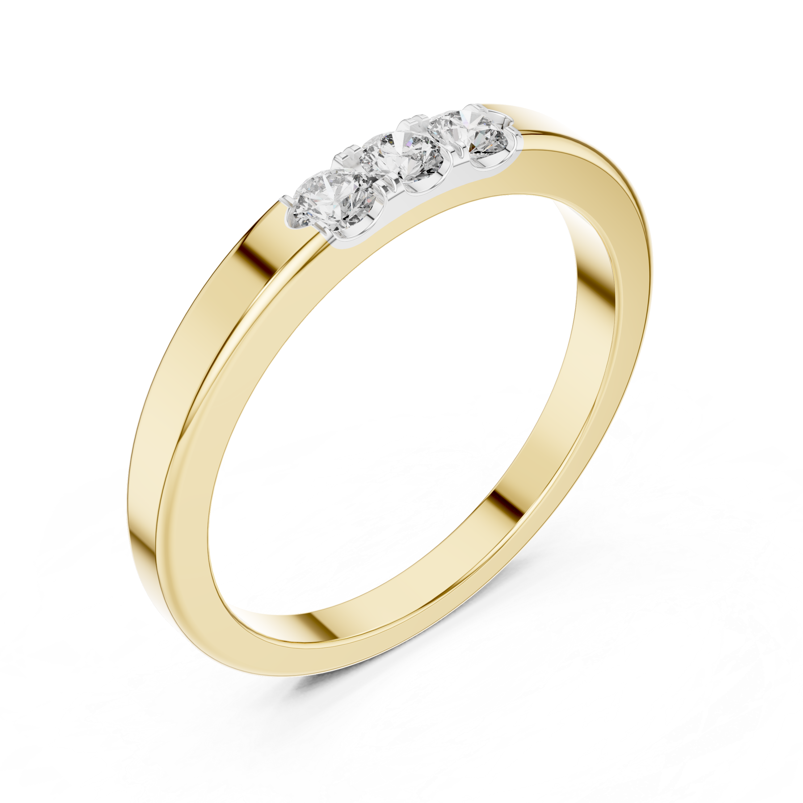 925 Silver Moissanite Three-Stone Band 14K Gold Plated