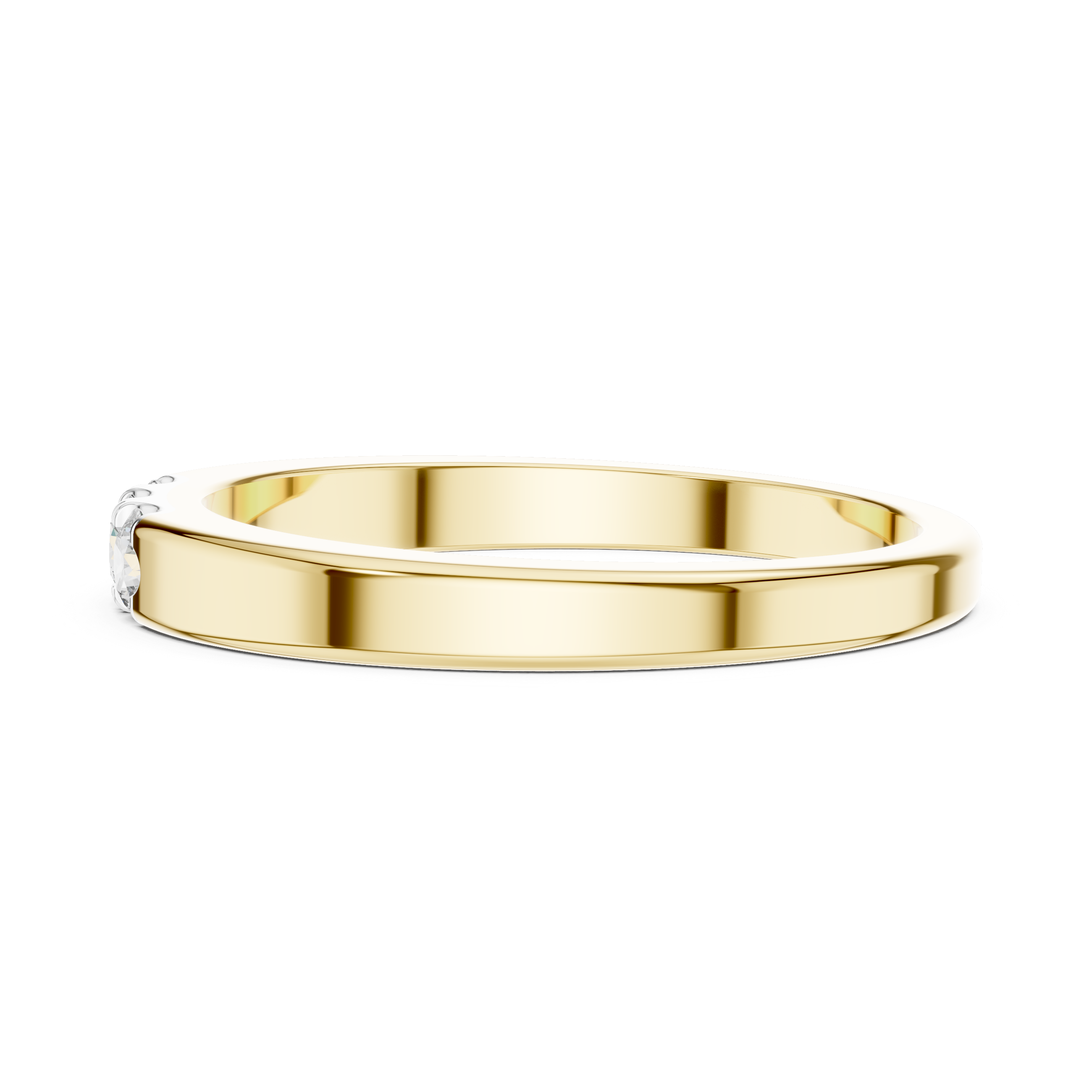 925 Silver Moissanite Three-Stone Band 14K Gold Plated