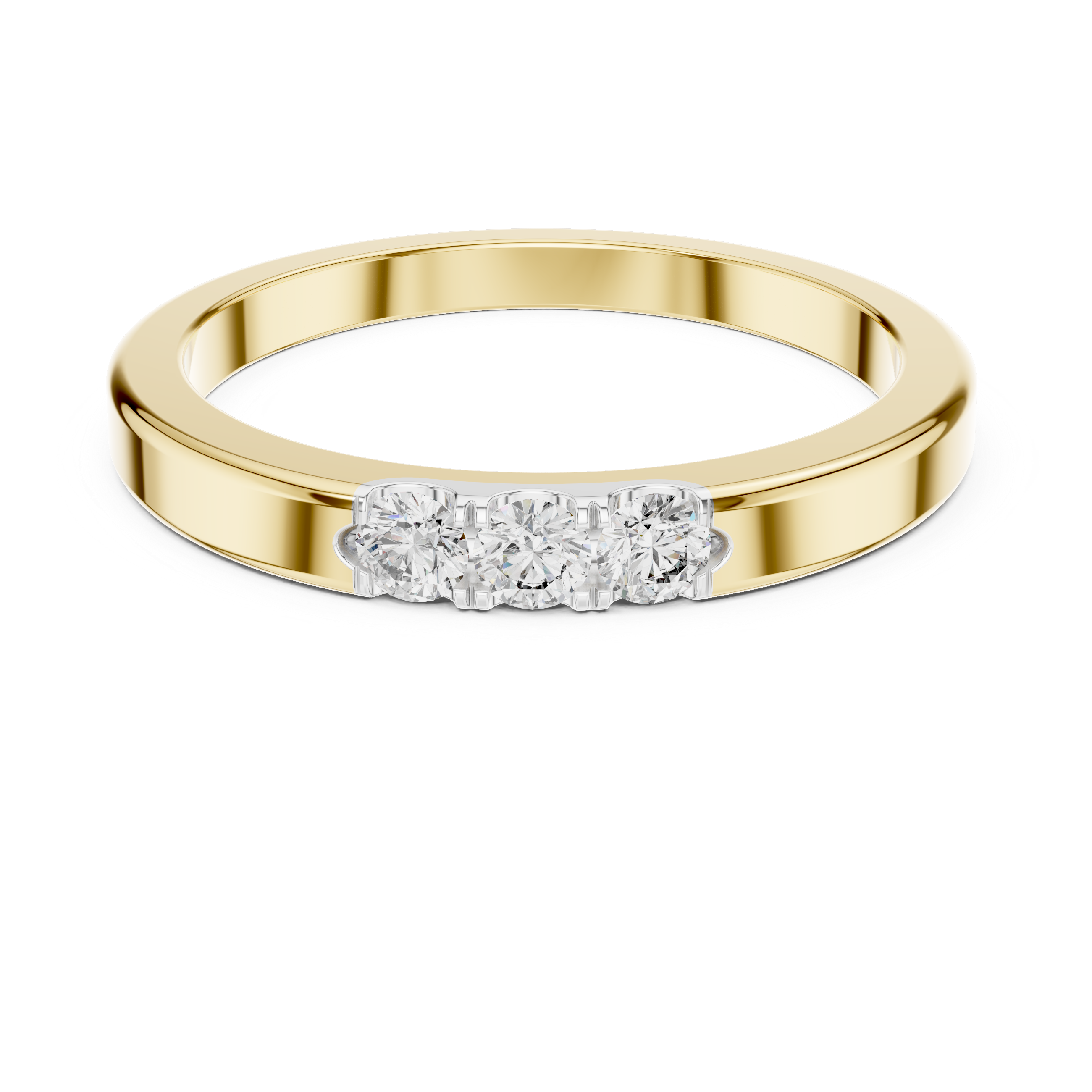 925 Silver Moissanite Three-Stone Band 14K Gold Plated