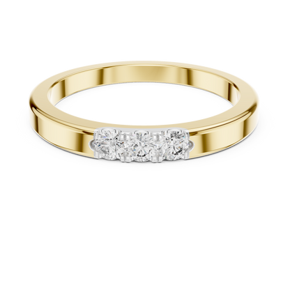 925 Silver Moissanite Three-Stone Band 14K Gold Plated