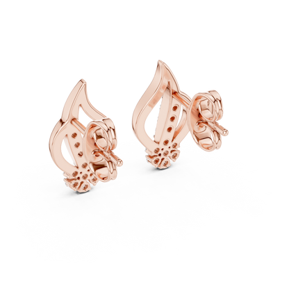 925 Silver Moissanite Floral Swirl Stud Earrings – 14K Gold Plated