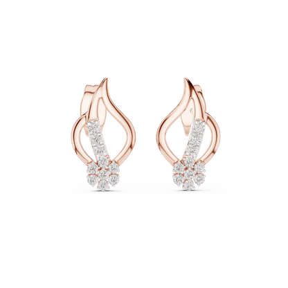 925 Silver Moissanite Floral Swirl Stud Earrings – 14K Gold Plated
