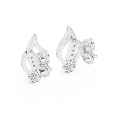 925 Silver Moissanite Floral Swirl Stud Earrings – 14K Gold Plated