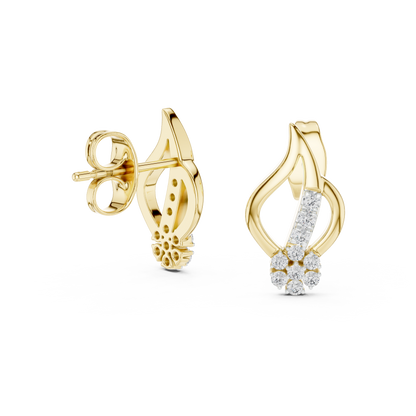 925 Silver Moissanite Floral Swirl Stud Earrings – 14K Gold Plated