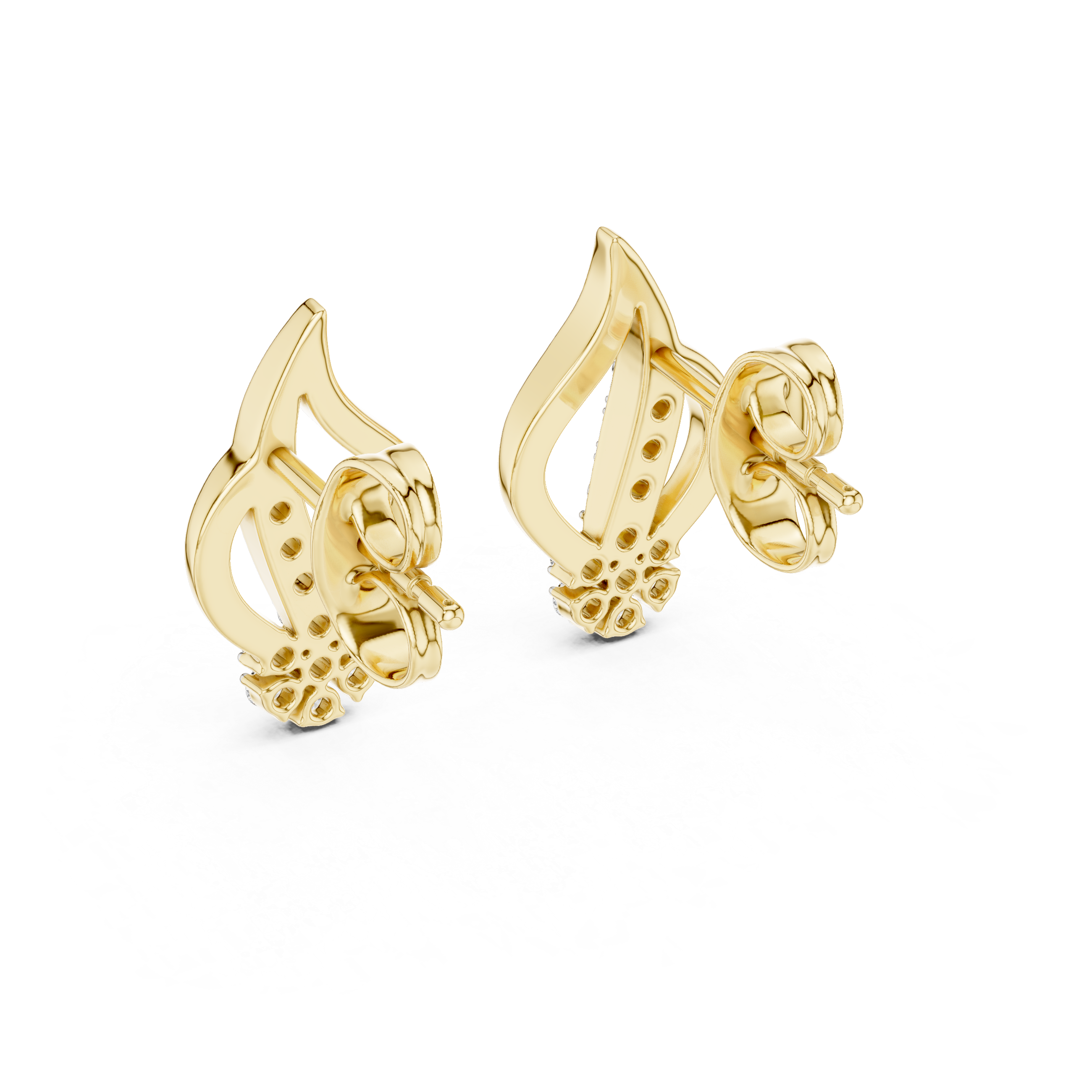 925 Silver Moissanite Floral Swirl Stud Earrings – 14K Gold Plated
