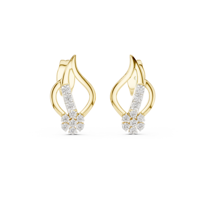 925 Silver Moissanite Floral Swirl Stud Earrings – 14K Gold Plated