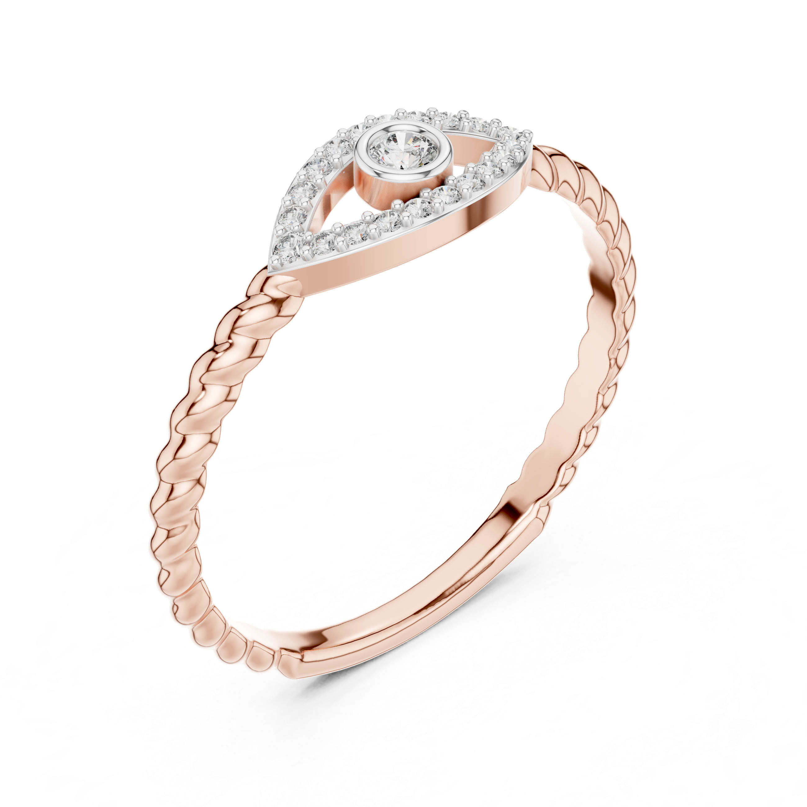 925 Silver Moissanite Evil Eye Ring 14K Gold Plated