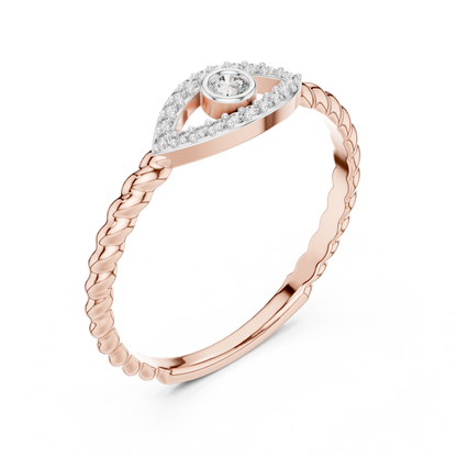 925 Silver Moissanite Evil Eye Ring 14K Gold Plated