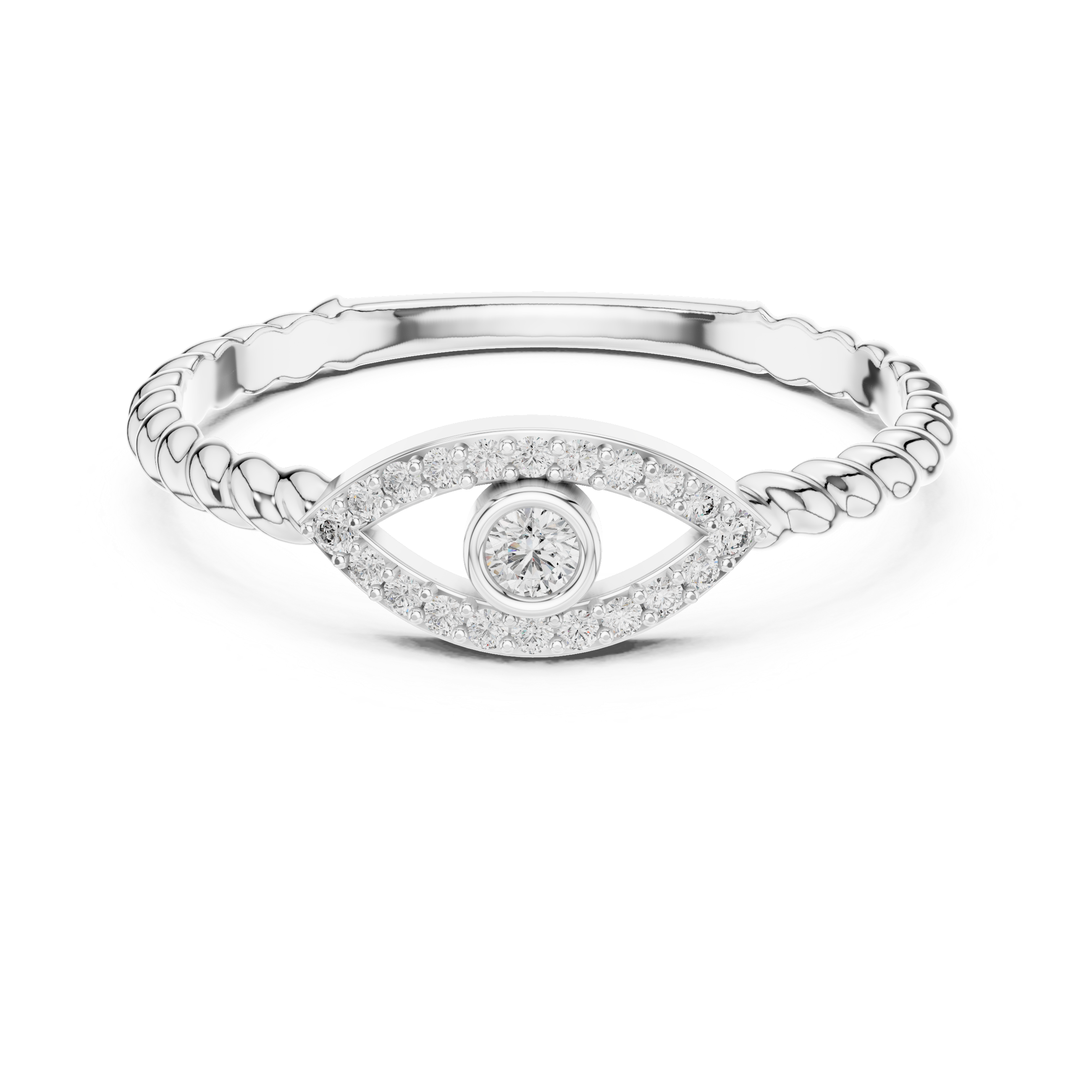 925 Silver Moissanite Evil Eye Ring 14K Gold Plated