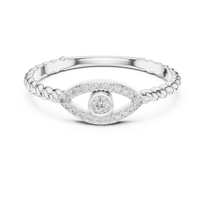 925 Silver Moissanite Evil Eye Ring 14K Gold Plated