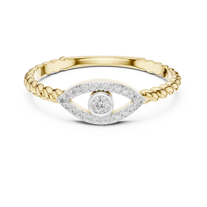 925 Silver Moissanite Evil Eye Ring 14K Gold Plated