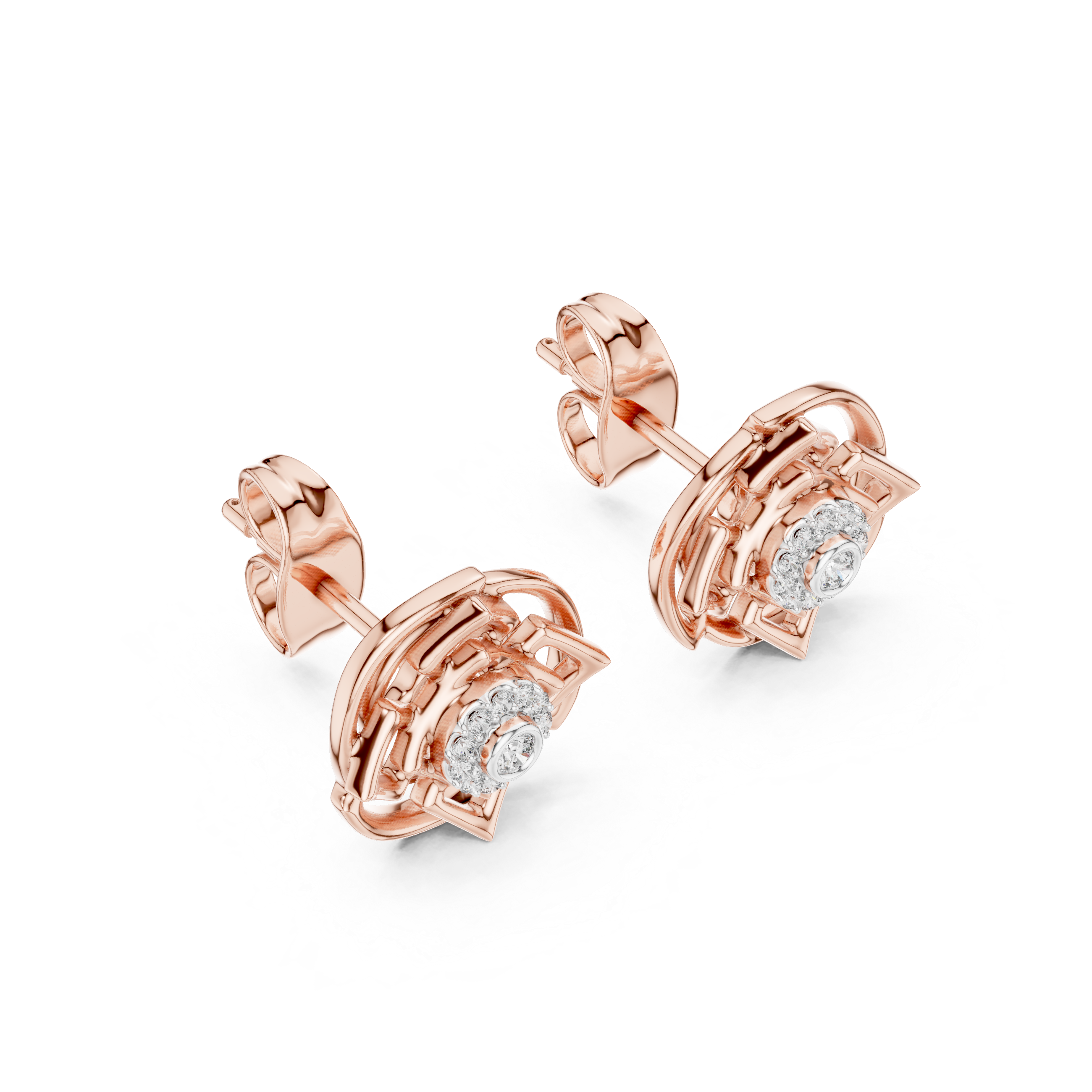 925 Silver Moissanite Sacred Geometry Mandala Stud Earrings – 14K Gold Plated