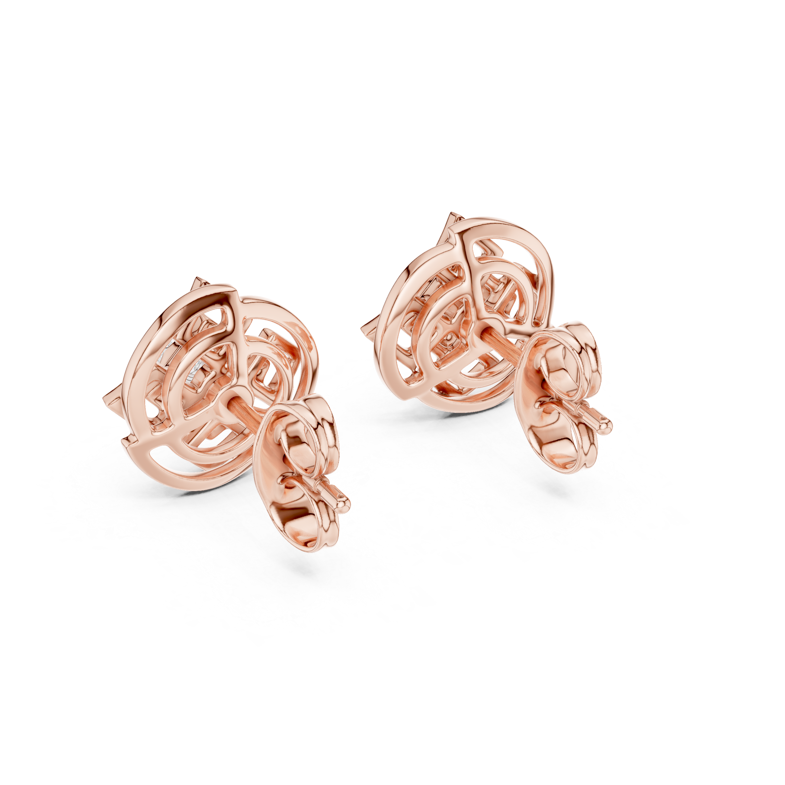 925 Silver Moissanite Sacred Geometry Mandala Stud Earrings – 14K Gold Plated