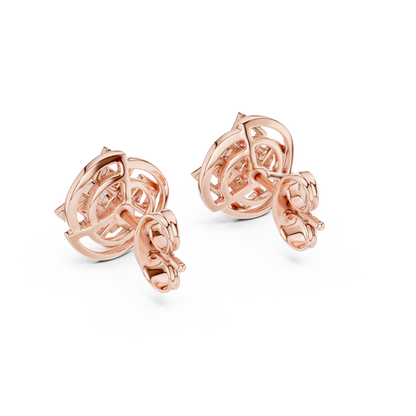 925 Silver Moissanite Sacred Geometry Mandala Stud Earrings – 14K Gold Plated