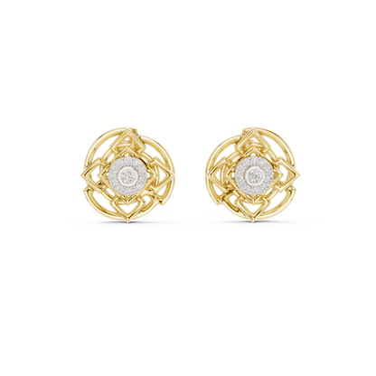925 Silver Moissanite Sacred Geometry Mandala Stud Earrings – 14K Gold Plated