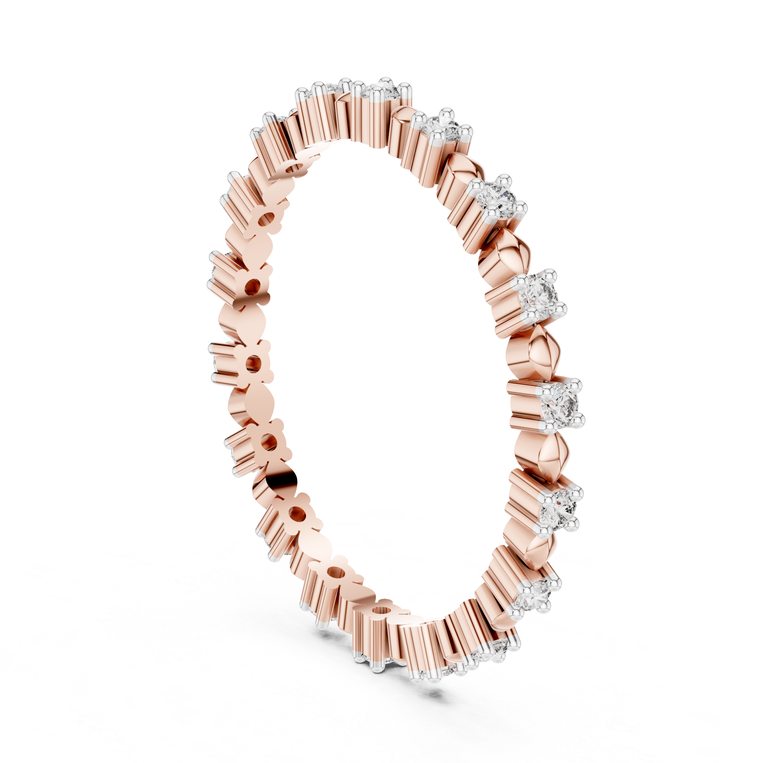 925 Silver Moissanite Eternity Band Ring 14K Gold Plated