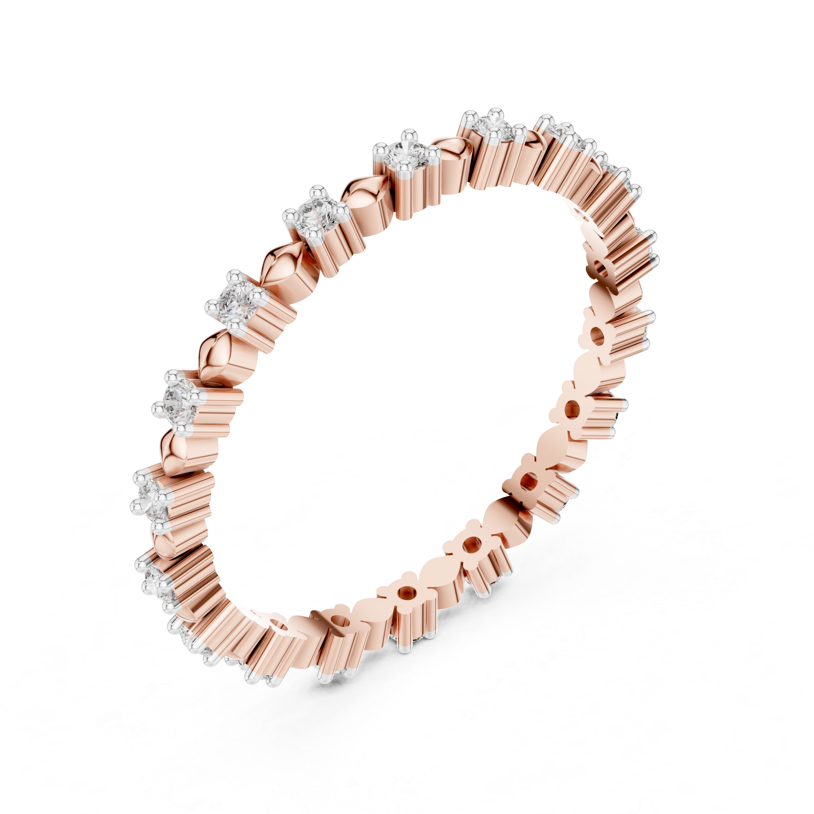 925 Silver Moissanite Eternity Band Ring 14K Gold Plated