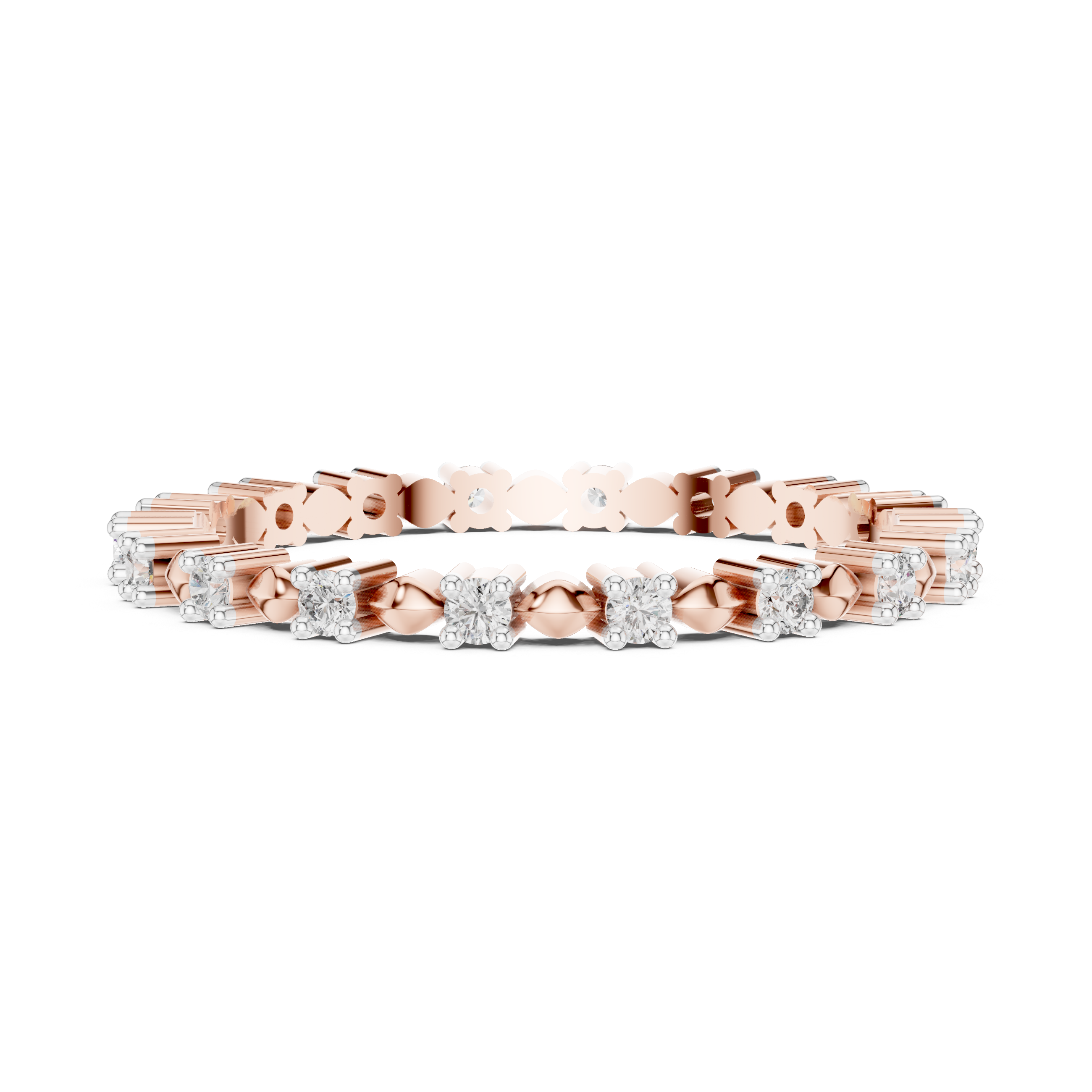 925 Silver Moissanite Eternity Band Ring 14K Gold Plated