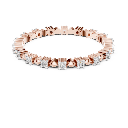 925 Silver Moissanite Eternity Band Ring 14K Gold Plated