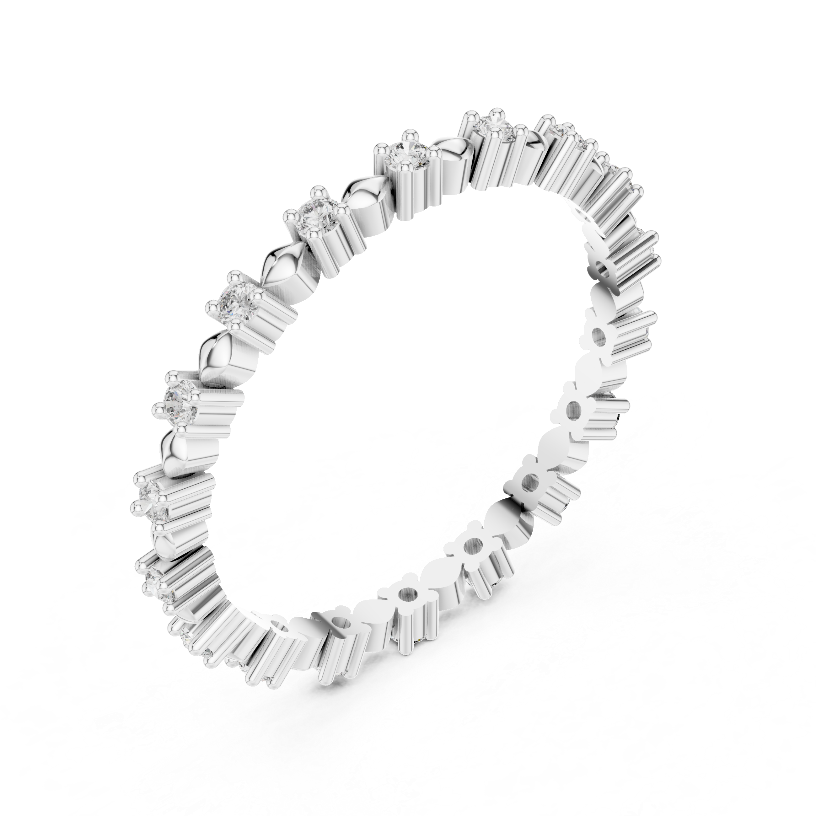 925 Silver Moissanite Eternity Band Ring 14K Gold Plated
