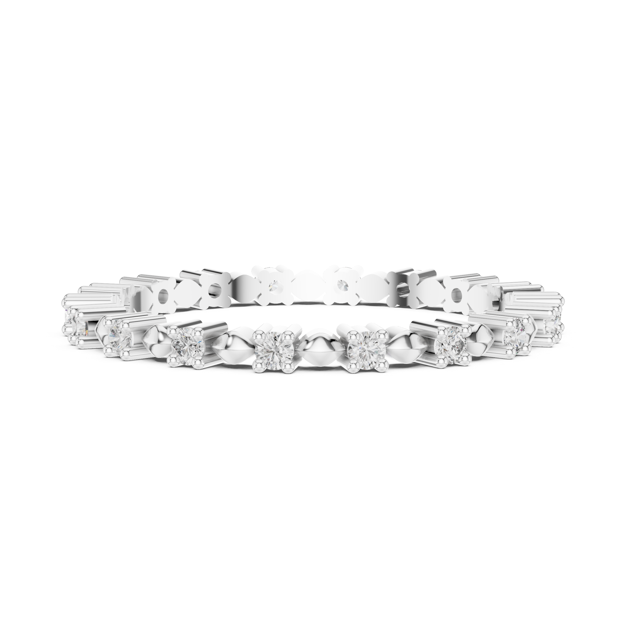 925 Silver Moissanite Eternity Band Ring 14K Gold Plated