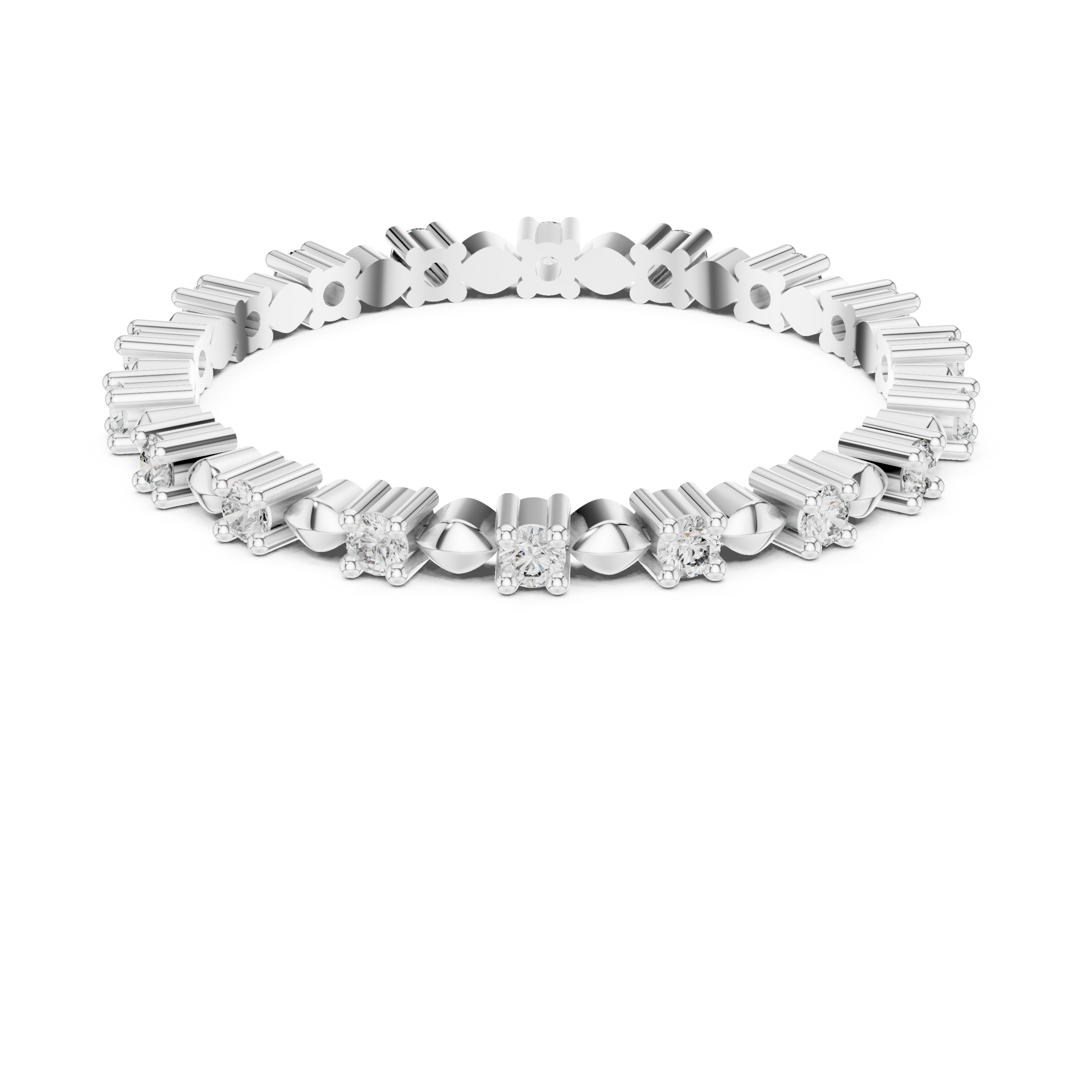 925 Silver Moissanite Eternity Band Ring 14K Gold Plated
