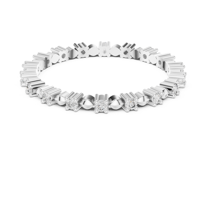 925 Silver Moissanite Eternity Band Ring 14K Gold Plated