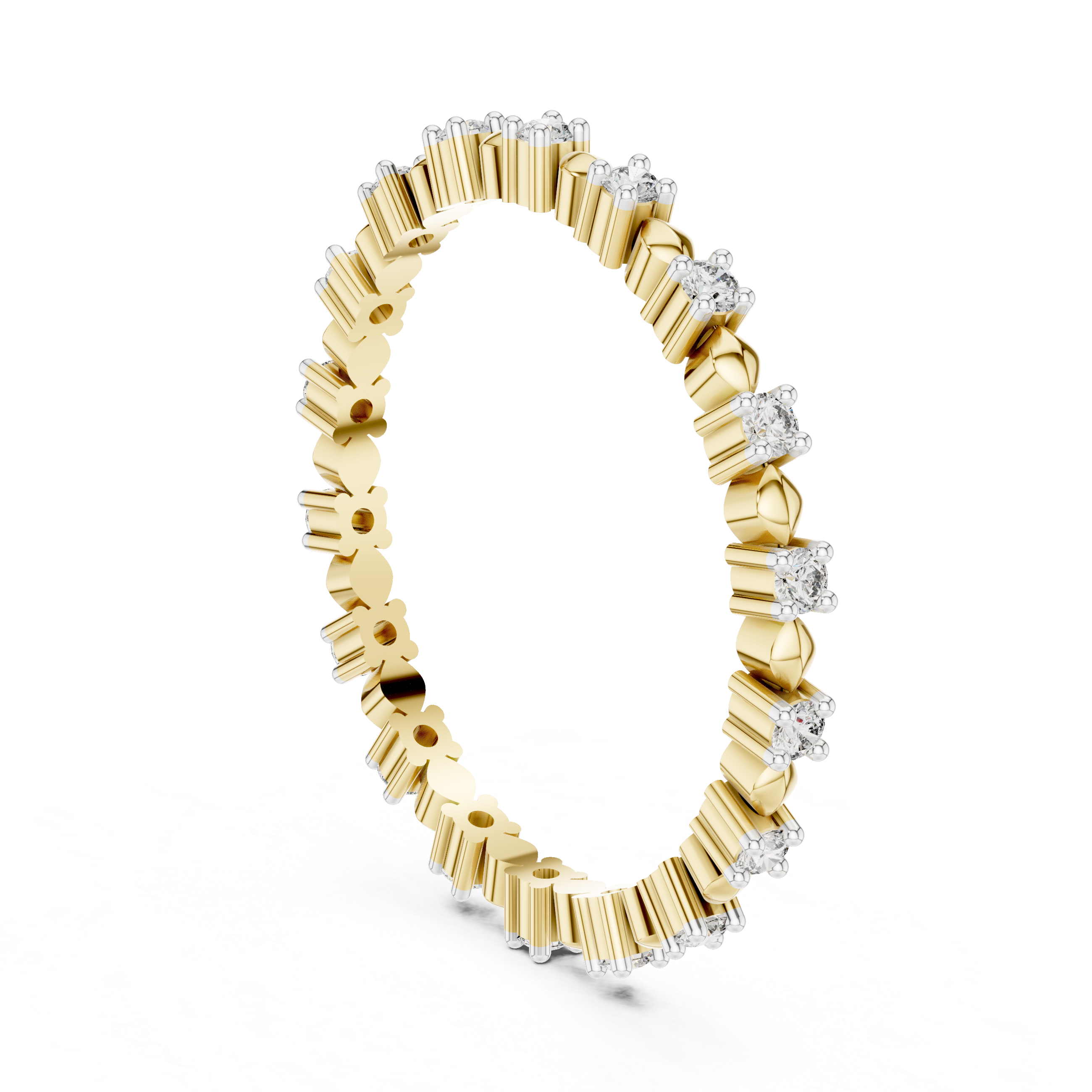 925 Silver Moissanite Eternity Band Ring 14K Gold Plated